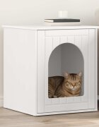 vidaXL Къща за котки Бяло 53 х 52 х 62 см Инженерна дървесина