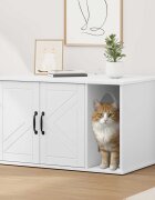 vidaXL Къща за котки Бяло 85 x 55 x 505 см Инженерна дървесина