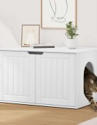 vidaXL Къща за котки Бяло 85 x 55 x 505 см Инженерна дървесина
