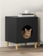 vidaXL Къща за котки Черно 425 x 40 x 53 см Инженерна дървесина