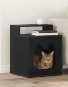 vidaXL Къща за котки Черно 425 x 40 x 535 см Инженерна дървесина