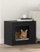 vidaXL Къща за котки Черно 51 x 30 x 425 см Инженерна дървесина