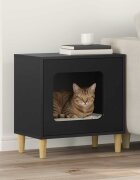 vidaXL Къща за котки Черно 51 x 30 x 52 см Инженерна дървесина