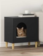 vidaXL Къща за котки Черно 51 x 30 x 52 см Инженерна дървесина