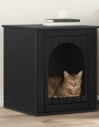 vidaXL Къща за котки Черно 53 х 52 х 62 см Инженерна дървесина