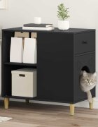 vidaXL Къща за котки Черно 72 x 425 x 70 см Инженерна дървесина