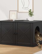 vidaXL Къща за котки Черно 85 x 55 x 505 см Инженерна дървесина