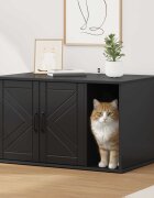 vidaXL Къща за котки Черно 85 x 55 x 505 см Инженерна дървесина