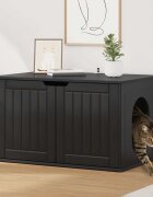 vidaXL Къща за котки Черно 85 x 55 x 505 см Инженерна дървесина
