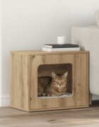 vidaXL Къща за котки Дъб Артизан 51 x 30 x 425 см Инженерна дървесина
