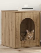 vidaXL Къща за котки Дъб Артизан 53 х 52 х 62 см Инженерна дървесина