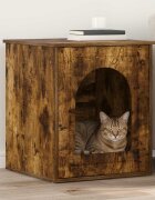 vidaXL Къща за котки Димян дъб 53 х 52 х 62 см Инженерна дървесина