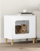 vidaXL Къща за котки Гланц бяло 51 x 30 x 52 см Инженерна дървесина