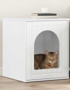 vidaXL Къща за котки Гланц бяло 53 х 52 х 62 см Инженерна дървесина