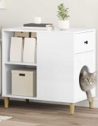 vidaXL Къща за котки Гланц бяло 72 x 425 x 70 см Инженерна дървесина