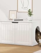 vidaXL Къща за котки Гланц бяло 85 x 55 x 505 см Инженерна дървесина