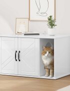 vidaXL Къща за котки Гланц бяло 85 x 55 x 505 см Инженерна дървесина