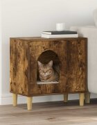 vidaXL Къща за котки Опушен дъб 51 x 30 x 52 см Инженерна дървесина