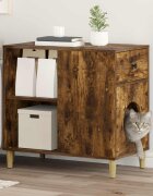 vidaXL Къща за котки Опушен дъб 72 x 425 x 70 см Инженерна дървесина