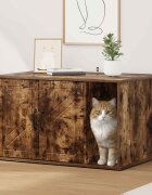 vidaXL Къща за котки Опушен дъб 85 x 55 x 505 см Инженерна дървесина