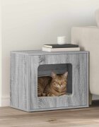 vidaXL Къща за котки Сив Сонома 51 x 30 x 425 см Инженерна дървесина