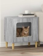 vidaXL Къща за котки Сив Сонома 51 x 30 x 52 см Инженерна дървесина
