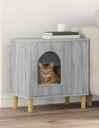 vidaXL Къща за котки Сив Сонома 51 x 30 x 52 см Инженерна дървесина