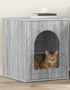 vidaXL Къща за котки Сив Сонома 53 х 52 х 62 см Инженерна дървесина