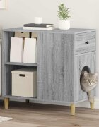 vidaXL Къща за котки Сив Сонома 72 x 425 x 70 см Инженерна дървесина