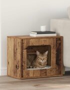vidaXL Къща за котки Старо дърво 51 x 30 x 425 см Инженерна дървесина