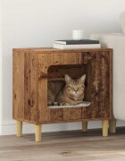 vidaXL Къща за котки Старо дърво 51 x 30 x 52 см Инженерна дървесина