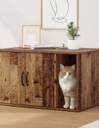 vidaXL Къща за котки Старо дърво 85 x 55 x 505 см Инженерна дървесина