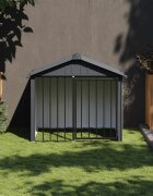 vidaXL Къща за куче с покрив черна 117x103x102 см поцинкована стомана