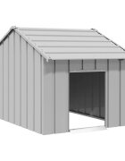 vidaXL Къща за кучета с покрив 83x130x85 cm Поцинкована стомана