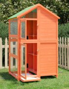 vidaXL Къщичка за птици кафява 97x81x152 см масивна чамова дървесина