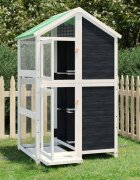 vidaXL Къщичка за птици сива 97x81x152 см масивна чамова дървесина