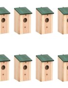vidaXL Къщички за птички 8 бр дървени 12x12x22 см