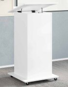 vidaXL Катедра с колелца и чекмедже бял 55x55x107 см инженерно дърво