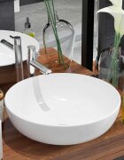 vidaXL Керамична мивка кръгла бяла 415x135 см
