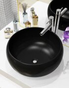 vidaXL Керамична мивка кръгла черна 40x15 см