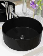 vidaXL Керамична мивка кръгла черна 40x15 см