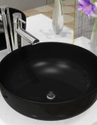 vidaXL Керамична мивка кръгла черна 415x135 см