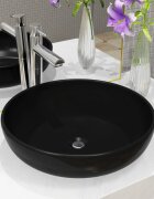 vidaXL Керамична мивка кръгла черна 42x12 см