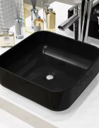 vidaXL Керамична мивка квадратна черна 38x38х135 см