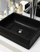 vidaXL Керамична мивка правоъгълна черна 41x30х12 см