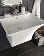 vidaXL Керамична мивка със стенен монтаж бяла 500x450x410 мм