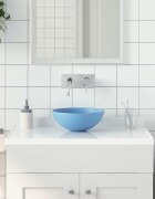 vidaXL Керамична мивка за баня светлосиня кръгла