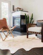 vidaXL Килим естествена телешка кожа бежов 180x220 см