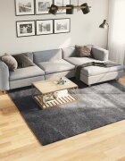 vidaXL Килим HUARTE с къс косъм мек и миещ се антрацит 240x240 см