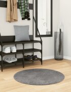 vidaXL Килим HUARTE с къс косъм мек и миещ се антрацит Ø 80 см